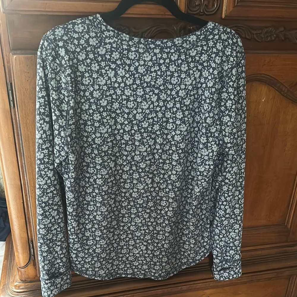 Lucky Brand Blue and Gray Long Sleeve Blouse